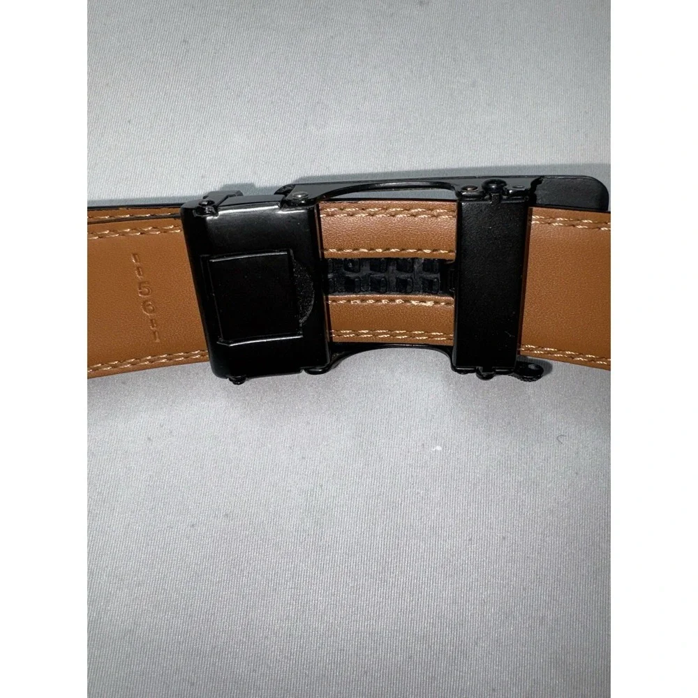Kemisant‎ Black Adjustable Leather Belt Size 48-56 Buckle Ratchet Dress